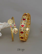 KY1011788 - Gold Plated Palakka Statement  & Lakshmi coin Bangle combo (color option) 2-Zilmor